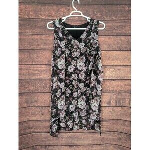 Adele & May Flowy‎ Romantic Sleeveless Blouse Black Pink Floral Womens 1X